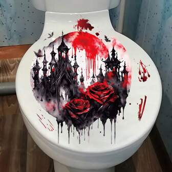 1 pièce Sticker mural PVC Maison hantée Horreur Halloween, Décoration de salle de bain