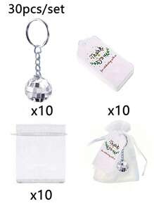 60 Stück/45 Stück/30 Stück/15 Stück Disco Ball Schlüsselanhänger Set, enthält 20 Stück/15 Stück/10 Stück/5 Stück Disco Ball Schlüsselanhänger, 20 Stück/15 Stück/10 Stück/5 Stück Dankeskarten, 20 Stück/15 Stück/10 Stück/5 Stück Organza Beutel, Disco Ball Anhänger, für Schlüssel, Rucksack Dekoration, Disco Party Geschenke, Feiertags Zubehör