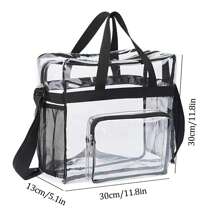Transparent PVC Tote Bag Casual Shoulder Bag Sports Waterproof Beach,Clear Bag,Fashionable Transparent,Clear Waterproof Bag For Women,Perfect For Summer,Vacation & Beach,School Bag,Large Capacity,Waterproof,Lightweight,Portable