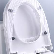 Cubiertas desechables para asiento de inodoro empaquetadas individualmente, almohadilla de inodoro impermeable y anti-suciedad de tela no tejida con cinturón elástico, tapete de inodoro portátil para viajes en baños públicos, avión, camping, hogar, entrenamiento para ir al baño de niños, accesorios de viaje para baño de verano - Blanco - Ver 3
