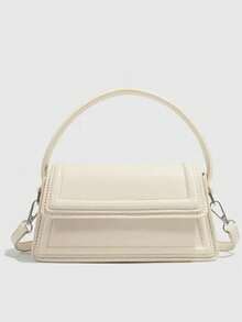 New Arrival Women Simple Versatile Mini Square Bag, PU Material Flap Magnetic Closure Anti-Theft Shoulder Crossbody Purse, Cute Purple-Red Handbag - White - View 4