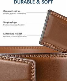 BOSTANTEN Belt Men Leather Reversible Belts Men 1 3/8 Casual Dress Pants, Two-In-One Belt - 007-深棕色 - 查看 7