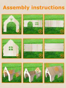 Phụ kiện nhà ở cho chuột Hamster - Nhà gỗ làm nơi trú ẩn và sinh sống cho chuột Hamster, chuột Gerbil, chuột nhắt và các vật nuôi nhỏ khác (Nhà mái dốc lớn) - Màu be - Xem 5