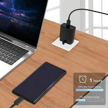45W 超快充电 USB-C 适配器，配备 3.3 英尺 5A Type-C 数据线，黑色手机充电器，兼容三星 Galaxy S24、S23、S22 Ultra、S24+、S23+、Z Flip 6、Z Fold 6、Tab S9、Tab S8 Ultra、Pixel 9，支持 Nano 快充 - 英規插(220-240V) - 查看 7