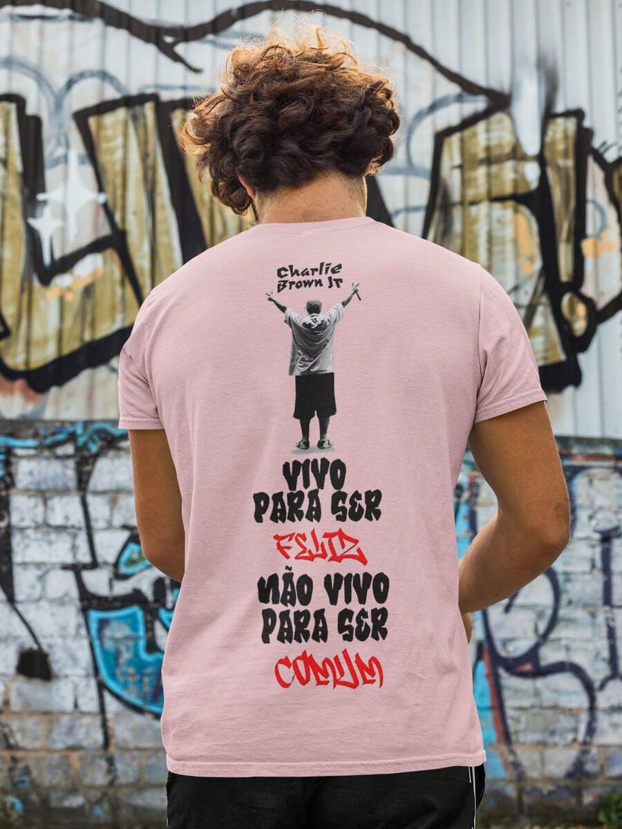 Casual Cotton T-Shirt ChorãoJr Skate Singer - 淺粉色 - 查看 1