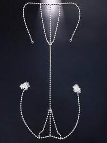 1 件性感女士仿珍珠丁字裤内衣链，时尚女士水钻身体链，闪亮金色/银色可供选择，适用于比基尼、性感内衣配饰、沙滩装、狂欢装、角色扮演、夜总会、约会之夜、情人节、节日庆典配饰、性感礼服配饰， - 彩色 - 查看 10