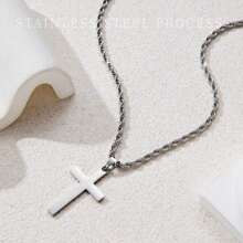 1 Piece Of Simple And Fashionable Hip-Hop Street Style Cross Pendant Stainless Steel Necklace Suitable For Men To Wear On The Street Every Day