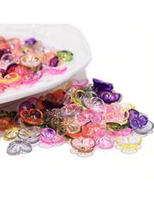 100 piezas / lote Cuentas acrílicas transparentes con forma de flor de 3 pétalos de 10 mm - Ideales para hacer pasadores de pelo, llaveros, cadenas de teléfono, collares y accesorios de joyería y manualidades DIY