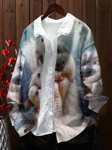 Cardigan di moda stampato in 3D - motivo Cane pensante, design con bottoni davanti, maglione leggero, adatto a tutte le stagioni, giacca casual morbida, dalla struttura slanciante
