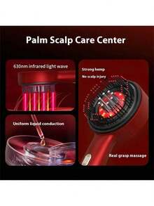 红光发梳头皮梳理头发按摩梳按摩器刷液体梳理器 - 紅色 - 查看 3