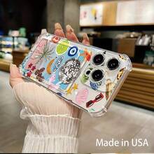 Funda para móvil con ranura para tarjetas. Compatible con phone 16, 15, 14, 13, 12 y 11. Permite guardar tarjetas y fotos. Diseño elegante y sencillo, transparente, esquinas reforzadas, anticaídas, con orificios para tarjetas. - Colores mixtos 1 - Ver 5