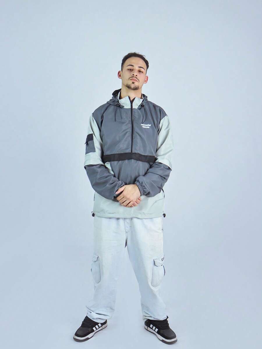 ANORAK URBAN CHAMELEON WINDCUT JACKET HOOD Autumn Spring Oversized Knot Zipper Men's - 灰色 - 查看 1