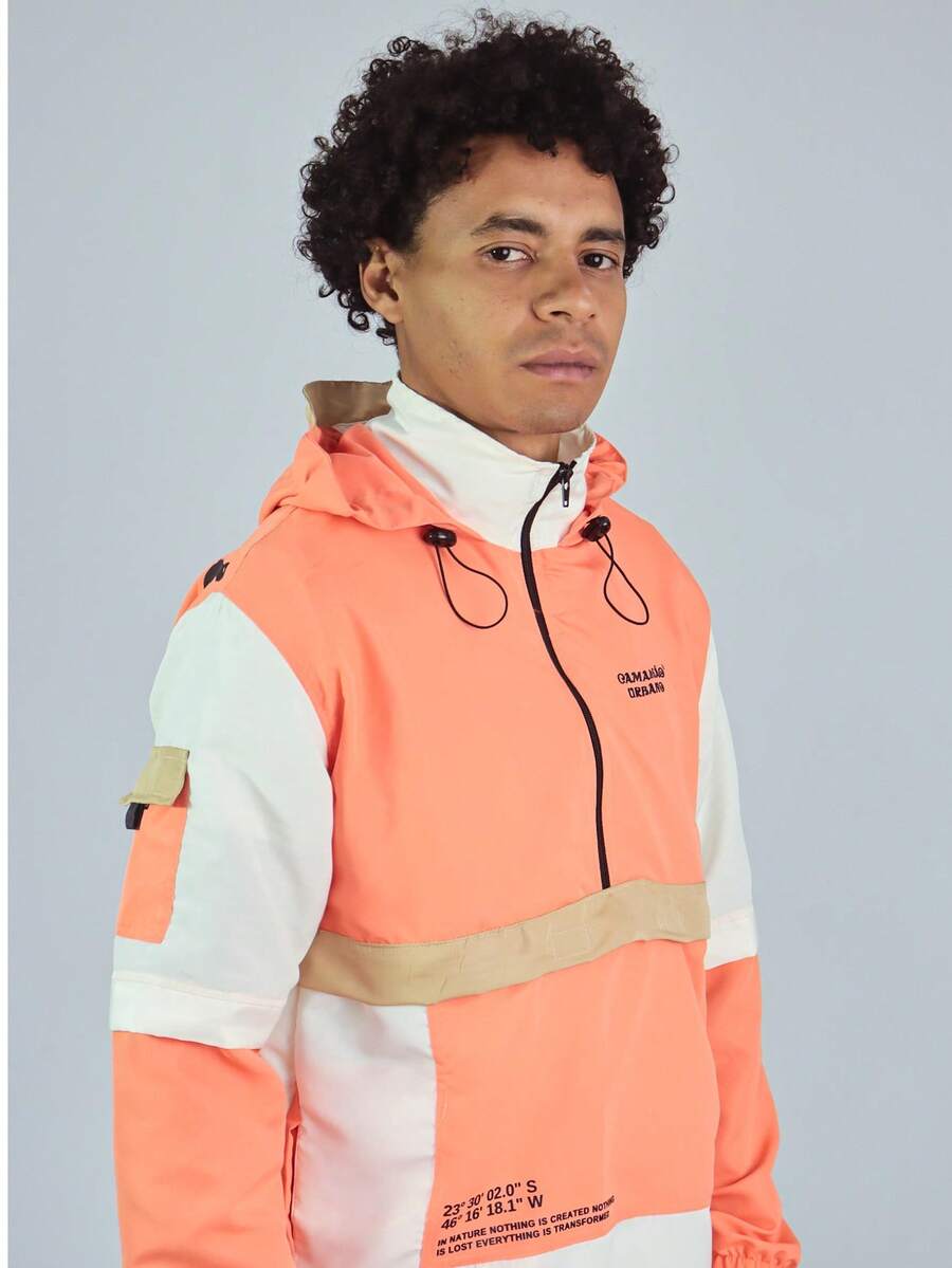 ANORAK URBAN CHAMELEON WINDCUT JACKET HOOD Autumn Spring Oversized Knot Zipper Men's - 珊瑚粉 - 查看 1