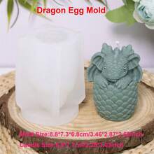 1 件破壳龙形蜡烛硅胶模具，用于制作蜡烛，DIY 冥想龙动物环氧树脂艺术工艺模具，用于家居装饰、工艺品