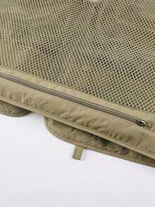 1 件男士卡其色户外徒步露营钓鱼防风防水防刮多口袋拉链背心，秋季 - 卡其色 - 查看 7