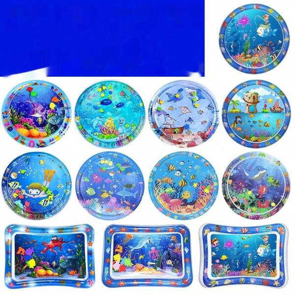 1pc 2025 New Inflatable Child Clap Pad - Comfortable Aqua Mat, Cool In Summer & Warm In Winter, Suitable For All Seasons, Beneficial For Visual And Sensory Development, Perfect For Birthday, Holiday, Halloween, Christmas Gifts, Toys, Ocean Pad