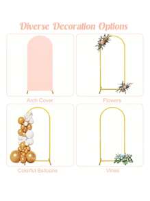 1 Set/Metal Arch Background Bracket Set With Cover Faux Flower Arch Decoration (Approx. 2m+1.8m) Gold Wedding Arch Bracket Balloon Arch Frame For Birthday Party Gender Reveal Ceremony Halloween Christmas Anniversary Arch Decoration Supplies.
