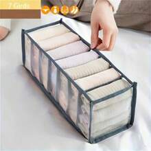 Elegante caja de almacenamiento de lencería de malla - Diseño a cuadros transparente, tela, organizador de espacio para calcetines, ropa interior y accesorios, caja de almacenamiento de moda, organizador de tela transpirable, suministros de organización del hogar para mujeres, organizador de almacenamiento, artículos esenciales de viaje, almacenamiento para dormitorio universitario