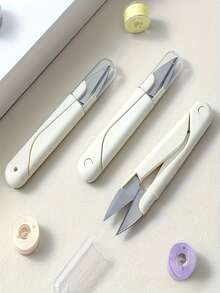 1/3/5pcs U-Shaped Household Small Scissors With Protective Cover - Stainless Steel Handmade And DIY Mini Sewing Scissors, Multifunctional Fabric And Thread Trimming Tool, Essential Sewing Scissors