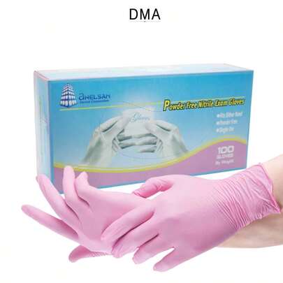 DMA 100 Guantes Azules, Negros, Rosas o Morados de Nitrilo Vinil de Alta Calidad, Sin Látex, Sin Polvo, Diseño Ambidiestro, Ajuste Perfecto, Desechables y Resistentes