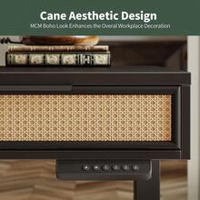 48X26 Hes Boho Style Height Adjustable Electric Standing Desk With 3 Rattan Drawers, 48X26 Hes Stand Up Desk With Large Storage - Multicolor - View 7