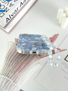 海龟与海洋全息奶油纹理波浪边透明手链支架科技彩绘穿孔极简防摔加厚手机保护壳，兼容 16/16 Pro Max、 15 XR/7/8、 15 Pro Max、12 Pro Max、13 Pro Max、14 Pro Max、13、14、11、12、14、P11 软壳、P12 防摔、XS、XR、7/8 P、7/8 GES2、红米手机