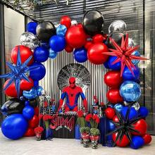 Spider Balloon Arch Garland Kit - 130Pcs Spider Theme Birthday Decorations Royal Blue Black Red Silver Spider Arch Kit For Man BabyShower Super Spider Hero Theme Party Decorations - 彩色 - 查看 1