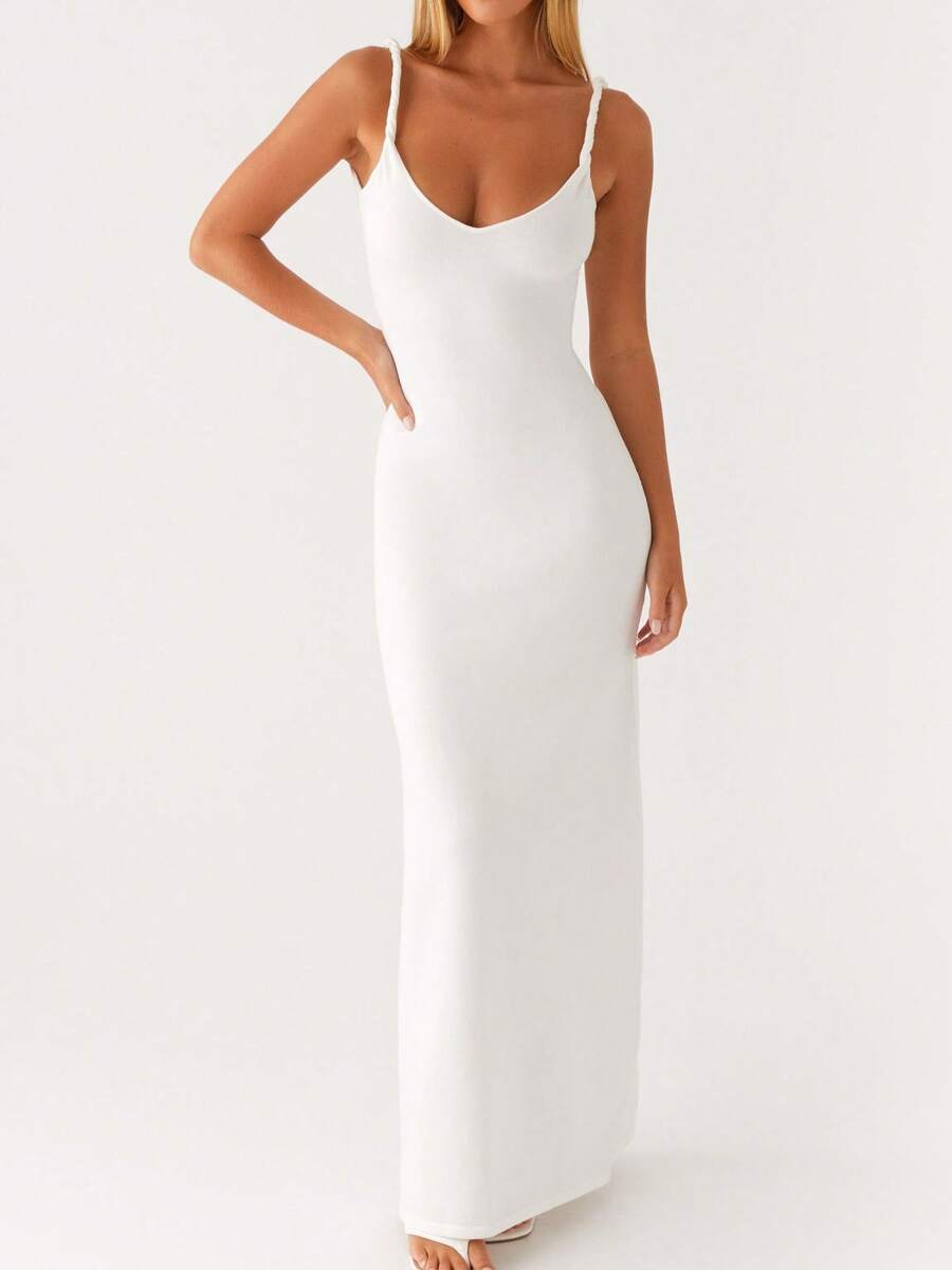 Stylish Maxi Dress With Adjustable Straps And V-Neckline - Ideal For Summer Occasions - White - View 1