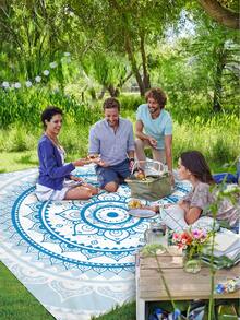 1pc New Outdoor Waterproof Anti-Sand Digital Print Picnic Blanket/Beach Towel, With Fashionable And Fresh Pattern, Suitable For Outdoor Camping And Picnic - Multicolor - View 2