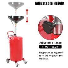 Portable Oil Drain Container, 20 Gallon Used Oil Drain Tank, Air Operated Drain Container For Oil Change, Portable Fluid Drain Disposal With Adjustable Height, Heavy-Duty Construction With Wheels - Red - View 6