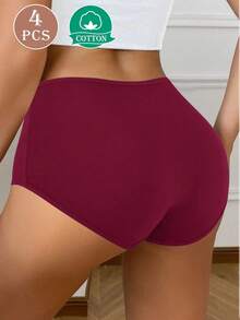 MEIYATING 4 条女士中腰三角内裤，舒适贴合，纯色 - 彩色 - 查看 3