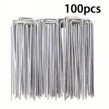 6英寸镀锌金属草皮钉，U型草坪钉，适用于地面覆盖物、花园网和人造草坪