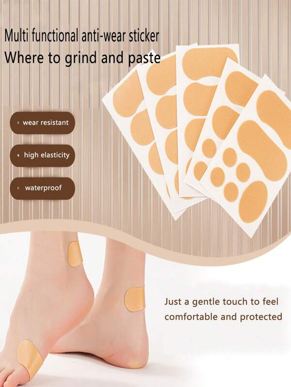 5pcs Self-Adhesive Anti-Slip Heel Pads, Invisible Shoe Heel Grips To Prevent Blisters And Rubbing When Wearing High Heels