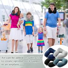 4 Sets Inflatable Travel Pillows For Airplanes With Compact Bag And Blindfold Veet Inflatable Neck Pillow For Traveling Head Support U Shaped Flight 12 X 12 X 5.5 Inch Multi Color - Multicolor - View 7