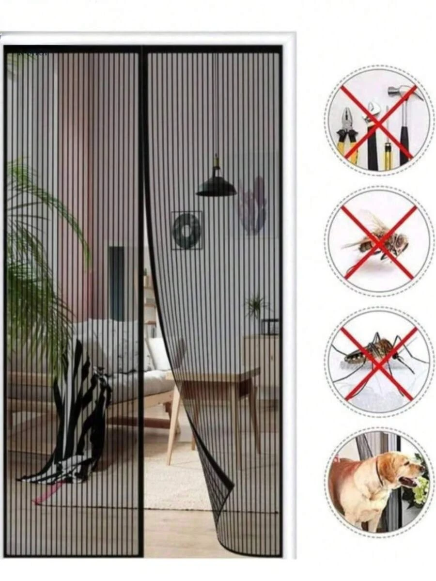 DeTODO Mosquitero Magnético, Cortina de Puerta anti-Mosquitos, Mosquitera Magnética para Puertas, Con Malla Super Fina Para Dejar Pasar el Aire Fresco, Cierra Automáticamente, Facil de Instalar - Negro - Ver 1