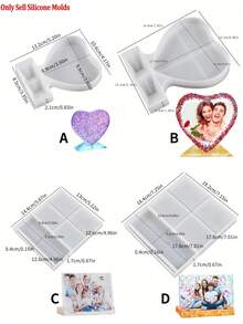 SikeSike 树脂相框模具，心形/长方形硅胶相框模具，用于浇铸，DIY个性化环氧树脂相框模具，适用于工艺品、桌面装饰和家居装饰 - Frame Molds - 查看 2