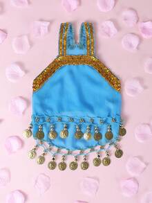 1 件有趣的异国风情金色亮片装饰宠物裙，闪亮肚皮舞服装，适合猫狗，适合中小型宠物