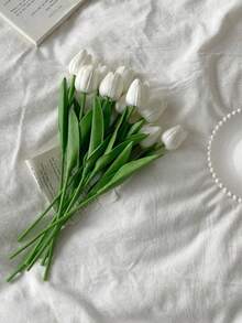 3/10 件人造郁金香花装饰，逼真的假郁金香花束，适用于家庭、办公室、婚礼、派对、花园装饰、客厅、卧室、餐桌、室内室外 - 粉色 - 查看 9