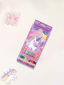 2pcs Children's Cartoon Style Unicorn Themed Drawing Book And Colored Pencil Set, Children's DIY Drawing Set, Suitable For Children's Drawing And Learning Use,Back To School, Is An Ideal Choice For Giving Children Gifts - Multicolor - View 4