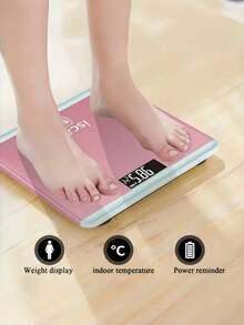 带 LED 显示屏的高精度浴室秤，防潮设计，小巧轻便，适合家庭使用，电池供电（不含电池），体重管理，外观时尚，表面光滑，结构坚固 - 彩色 - 查看 3