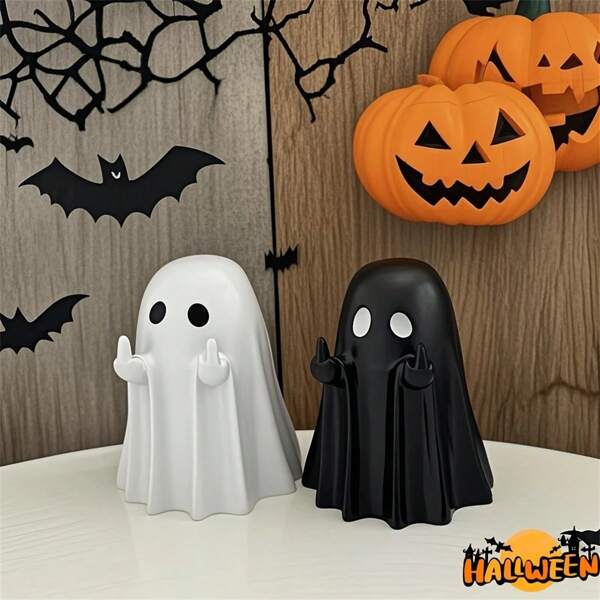 2 piezas Adornos de fantasma pequeños y lindos de Halloween para el hogar, la oficina y la fiesta, todos adecuados