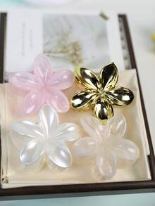 4 件/套 8 厘米/3.15 英寸 Y2K 女士亚克力锥形小花发夹，优雅精致，后脑勺半扎发盘，甜美时尚配饰，抓夹，可爱清新简约，适合日常佩戴，夏季海滩发饰，花朵发夹，时尚发爪夹，秋季配饰 - 彩色 - 查看 6