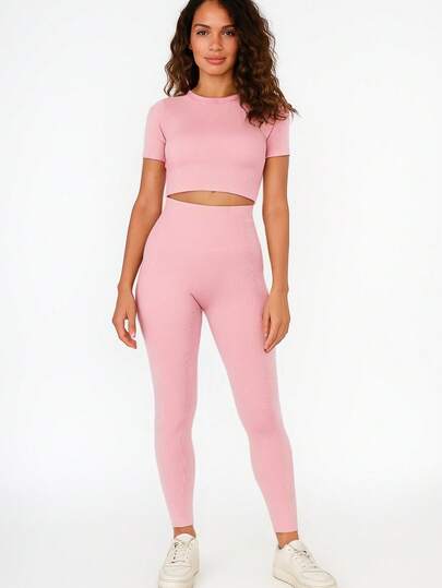 CHERRY KOKO 2 Stücke Damen Gerippter Strickanzug mit Stehkragen, Langarm, hoher Taille, figurbetonter Passform, mit Reißverschlussdesign, elastisches Material, knöchellang, sportlich, Yoga/Fitness, Lässig, Frühling/Herbst