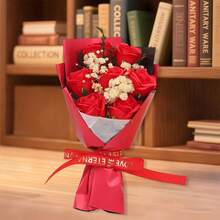 Artificial Flowers Present Fake Rose Bouquets Tables Centerpieces for Special Occasions - Rojo - Ver 3