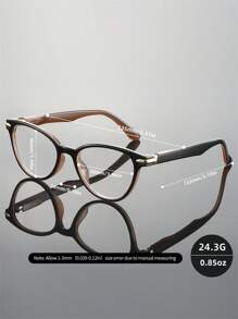 男女通用近视眼镜，新款时尚猫眼拼接金属素面老花镜，方形镜框，镜腿灵活，适合日常佩戴、运动、电脑使用、缝纫等，防疲劳，便携设计，适合各种脸型，有黑色、粉色、紫色、灰色可选，7种度数可选，是节日、父母节、情人节、开学季、教师节、斋月等场合的理想礼物。