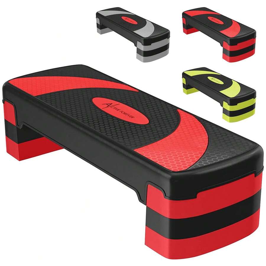 ACTIVE FOREVER Steppers For Exercise , Aerobic Step Board And Height Adjustable, Non-Slip Fitness Stepper Equipment For Exercise Workout Home Office - 78cm-三層-黑紅 - 查看 1