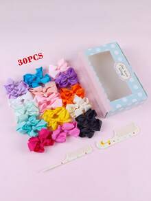 32 Pcs Assorted Color Bowknot & Duck Bill Hair Clips, Comb For Daily Use, Gift Box Included - Multicolor - View 6