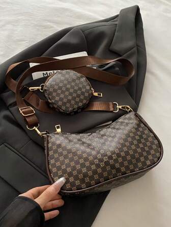 Lightweight,Business Casual Geometric Print Hobo Bag Zipper With Coin Purse For Teen Girls Women College Students,Rookies & White-Collar Workers Perfect For Office,College,Work ,Business,Commute,Outdoors, Travel, Outings , Women Bag With Dime Bag