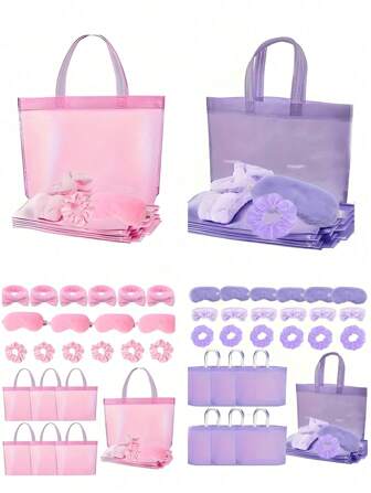 32/16/4 件/套婚礼季粉色派对用品，新娘送礼会礼品，包括眼罩发带和礼品袋，适合过夜派对/婚礼/水疗/生日派对礼品