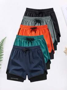 Summer Quick-Dry Running Shorts With Built-In Underwear, Boyfriend Style Men's 3/4 Training Pants For Gym Fitness